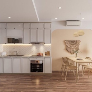 Bếp MDF Phủ Sơn 2K Phong Cách Tân Cổ Điển
