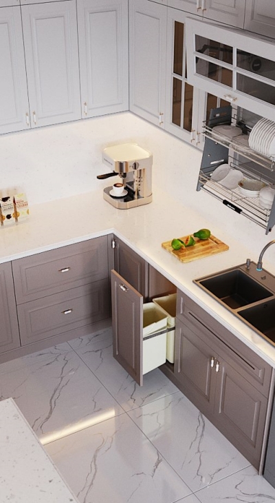Tủ Bếp Chữ L Nhà Phố