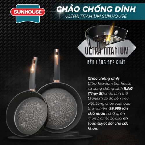 Chảo Chống Dính Ultra Titanium Sunhouse 20cm ST20B